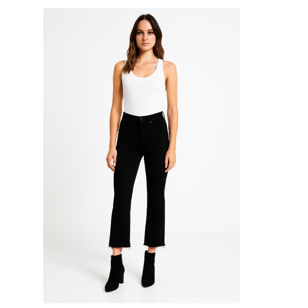 MOTHER Black Cropped Ankle Jeans